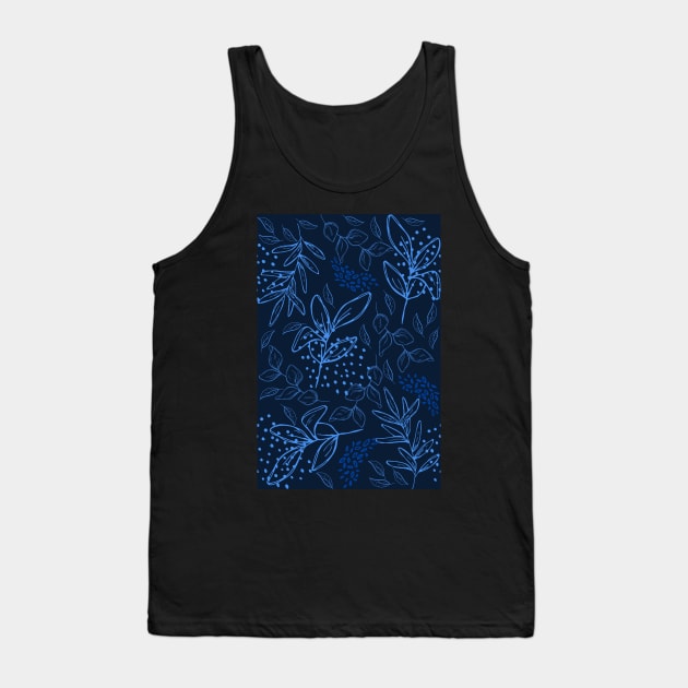 Light Blue leaves pattern Tank Top by PedaDesign